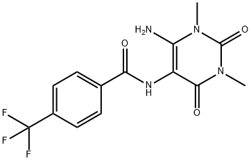 Benzamide,  N-(6-amino-1,2,3,4-tetrahydro-1,3-dimethyl-2,4-dioxo-5-pyrimidinyl)-4-(trifluoromethyl)- Structure