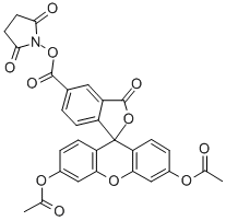 5(6)-(N-SUCCINIMIDYLOXYCARBONYL)-3',6',O,O'-DIACETYLFLUORESCEIN 구조식 이미지