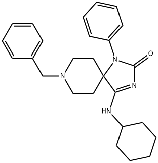 1,3,8-Triazaspiro[4.5]dec-3-en-2-one, 4-(cyclohexylaMino)-1-phenyl-8-(phenylMethyl)- 구조식 이미지