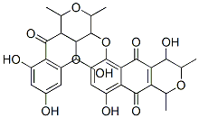 3,4,6a,7,9,9a-Hexahydro-4,11,13,15,18-pentahydroxy-1,3,7,9-tetramethyl-1H-[2]benzopyrano[6,7-f]naphtho[2',3':4,5]pyrano[4,3-b][1,4]benzodioxin-5,10,19(15H)-trione 구조식 이미지