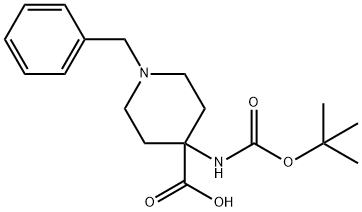 1-BENZYL-4-(TERT-BUTOXYCARBONYLAMINO)PIPERIDINE-4-CARBOXYLIC ACID 구조식 이미지