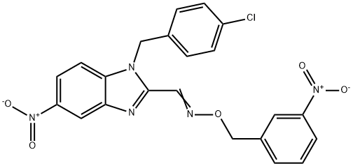 1-((4-Chlorophenyl)methyl)-5-nitro-1H-benzimidazole-2-carboxaldehyde,  O-((3-nitrophenyl)methyl)oxime 구조식 이미지