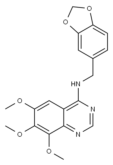 4-((3,4-(methylenedioxy)benzyl)amino)-6,7,8-trimethoxyquinazoline Structure