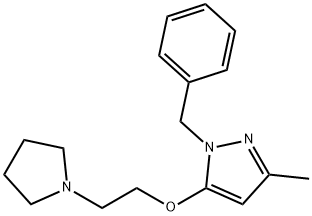 1-Benzyl-3-methyl-5-[2-(1-pyrrolidinyl)ethoxy]-1H-pyrazole 구조식 이미지