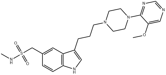 1-[3-[3-[4-(5-methoxypyrimidin-4-yl)piperazin-1-yl]propyl]-1H-indol-5-yl]-N-methyl-methanesulfonamide 구조식 이미지