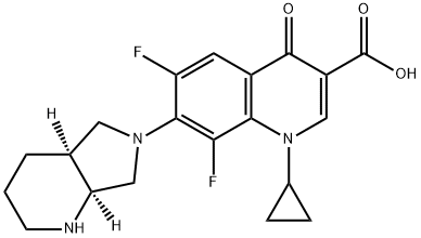 3-Quinolinecarboxylic acid, 1-cyclopropyl-6,8-difluoro-1,4-dihydro-7-(octahydro-6H-pyrrolo[3,4-b]pyridin-6-yl)-4-oxo-, (4aS-cis)- 구조식 이미지