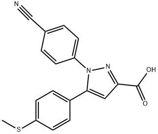 1-(4-CYANO-PHENYL)-5-(4-METHYLSULFANYL-PHENYL)-1H-PYRAZOLE-3-CARBOXYLIC ACID 구조식 이미지