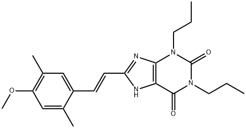 8-[(E)-2-(4-methoxy-2,5-dimethyl-phenyl)ethenyl]-1,3-dipropyl-7H-purin e-2,6-dione 구조식 이미지