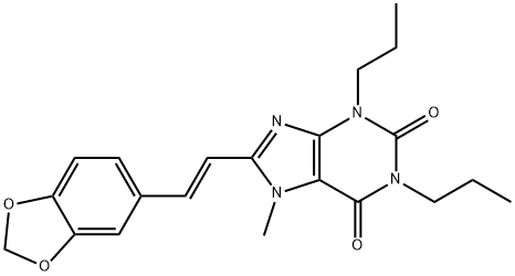 (E)-7-Methyl-8-(3,4-methylenedioxystyryl)-1,3-dipropylxanthine Structure