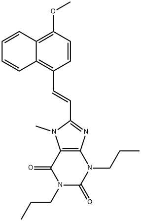 (E)-8-(2-(4-Methoxynaphthyl)vinyl)-7-methyl-1,3-dipropylxanthine Structure