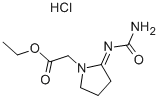 1-Pyrrolidineacetic acid, 2-((aminocarbonyl)imino)-, ethyl ester, mono hydrochloride 구조식 이미지