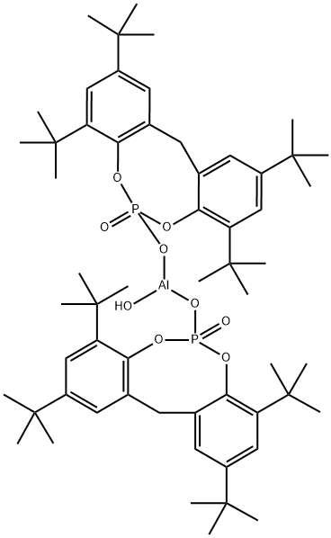 비스(2,4,8,10-테트라-tert뷰틸-6-하이드록시-12H다이벤조[d,g  ][1.3.2]-다이옥사포포신-6-옥사이드)알루미늄 수산화물 구조식 이미지