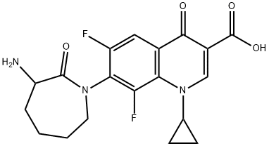 3-Quinolinecarboxylic acid, 7-(3-aminohexahydro-2-oxo-1H-azepin-1-yl)- 1-cyclopropyl-6,8-difluoro-1,4-dihydro-4-oxo- 구조식 이미지