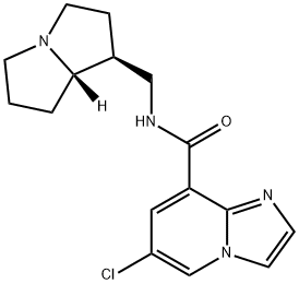 6-Chloro-N-((hexahydro-1H-pyrrolizin-1-yl)methyl)imidazo(1,2-a)pyridin e-8-carboxamide (1S-cis)- 구조식 이미지