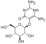 2,6-diamino-5-(beta-D-glucopyranosyloxy)-(1H)-pyrimidin-4-one Structure