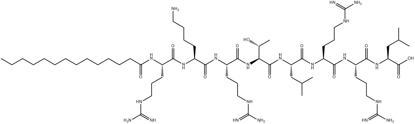 MYRISTOYL-ARG-LYS-ARG-THR-LEU-ARG-ARG-LEU-OH Structure