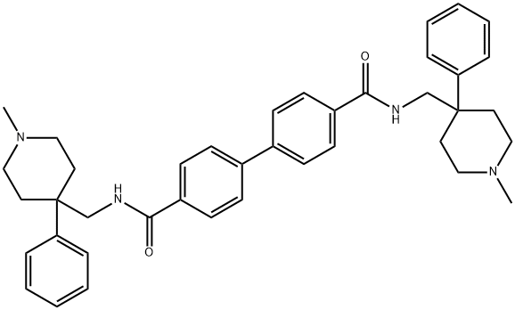 4,4'-Biphenyldicarboxamide, N,N'-bis(1-methyl-4-phenyl-4-piperidylmethyl)- Structure