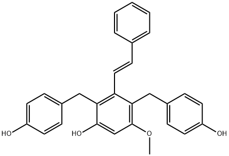 5-methoxy-3-(2-phenylethenyl)-2,4-bis(4-hydroxybenzyl)phenol 구조식 이미지