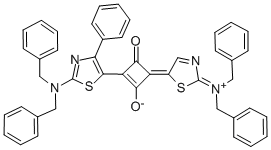 1-(2-Dibenzylamino-4-phenyl-thiazol-5-yl)-3-(2,5-dihydro-2-dibenzylimmonium-4-phenyl-thiazol-5-ylidene)-2-oxo-cyclobuten-4-olate Structure