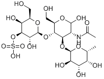 2-Acetamido-2-deoxy-4-O-(3-sulfo-a-D-galactopyranosyl)-3-O-(a-L-fucopyranosyl)-D-glucopyranoside 구조식 이미지