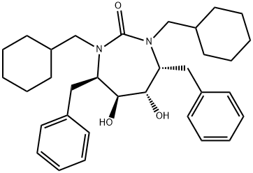 (4R,5S,6S,7R)-4,7-dibenzyl-1,3-bis(cyclohexylmethyl)-5,6-dihydroxy-1,3 -diazepan-2-one Structure