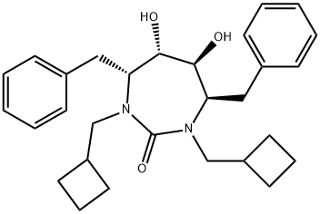 (4R,5S,6S,7R)-4,7-dibenzyl-1,3-bis(cyclobutylmethyl)-5,6-dihydroxy-1,3 -diazepan-2-one 구조식 이미지