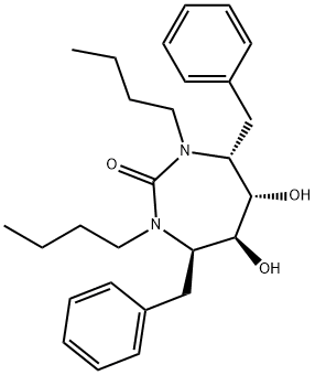 (4R,5S,6S,7R)-4,7-dibenzyl-1,3-dibutyl-5,6-dihydroxy-1,3-diazepan-2-on e Structure