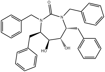 (4R,5S,6S,7R)-1,3,4,7-tetrabenzyl-5,6-dihydroxy-1,3-diazepan-2-one Structure