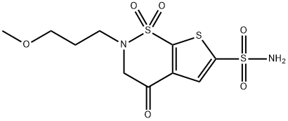 3,4-Dihydro-2-(3-methoxypropyl)-4-oxo-2H-thieno[3,2-e]-1,2-thiazine-6-sulfonamide 1,1-dioxide 구조식 이미지