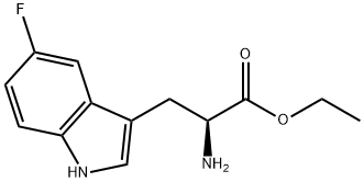 Ethyl 2-amino-3-(5-fluoro-1H-indol-3-yl)propanoate, 3-(2-Amino-3-ethoxy-3-oxoprop-1-yl)-5-fluoro-1H-indole 구조식 이미지