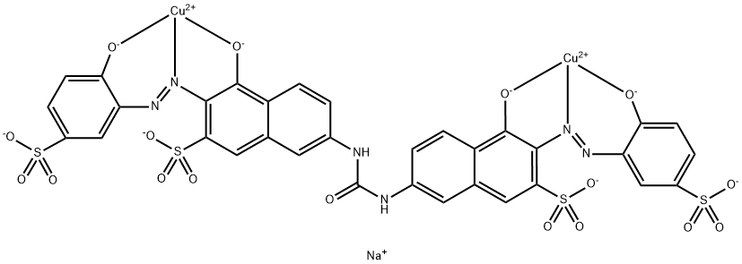 tetrasodium [mu-[[7,7'-(carbonyldiimino)bis[4-hydroxy-3-[(2-hydroxy-5-sulphophenyl)azo]naphthalene-2-sulphonato]](8-)]]dicuprate(4-) 구조식 이미지