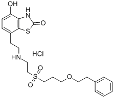 4-hydroxy-7-[2-[2-(3-phenethyloxypropylsulfonyl)ethylamino]ethyl]-3H-benzothiazol-2-one hydrochloride Structure