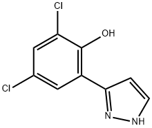 2,4-디클로로-6-(1H-피라졸-3-일)페놀 구조식 이미지