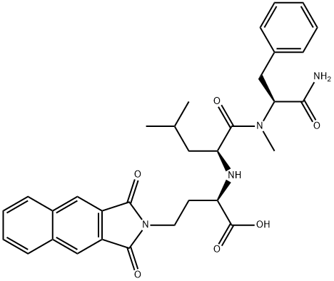(N-(1-carboxy-3-(1,3-dihydro-1,3-dioxo-2H-benz(f)isoindol-2-yl)propyl)-leucyl)-N-methyl-phenylalaninamide 구조식 이미지