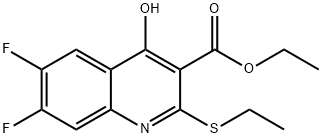 에틸6,7-디플루오로-2-에틸메르캅토-4-히드록시퀴놀린-3-카르복실레이트 구조식 이미지