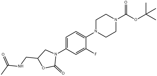 4-[4-[5-[(Acetylamino)methyl]-2-oxo-3-oxazolidinyl]-2-fluorophenyl]-1-piperazinecarboxylic acid tert-butyl ester 구조식 이미지