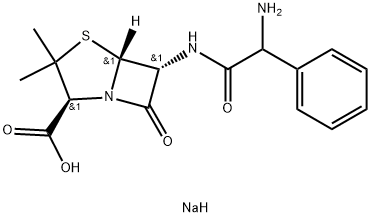 4-Thia-1-azabicyclo[3.2.0]heptane-2-carboxylic acid, 6-(2-amino-2-phenylacetamido)-3,3-dimethyl-7-oxo-, monosodium salt (8CI) Structure