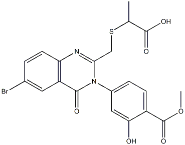2-[[6-bromo-3-(3-hydroxy-4-methoxycarbonyl-phenyl)-4-oxo-quinazolin-2- yl]methylsulfanyl]propanoic acid 구조식 이미지