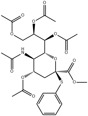 METHYL (PHENYL 5-ACETAMIDO-4,7,8,9-TETRA-O-ACETYL-3,5-DIDEOXY-2-THIO-D-GLYCERO-D-GALACTO-2-NONULOPYRANOSID)ONATE 구조식 이미지