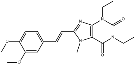 8-[(E)-2-(3,4-dimethoxyphenyl)ethenyl]-1,3-diethyl-7-methyl-purine-2,6 -dione 구조식 이미지