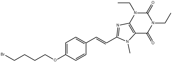 (E)-8-(4-(4-bromobutoxy)styryl)-1,3-diethyl-7-methylxanthine Structure