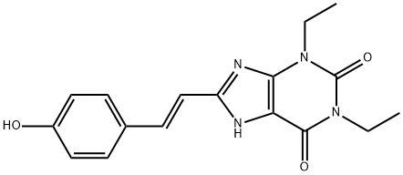 1H-Purine-2,6-dione, 3,7-dihydro-1,3-diethyl-8-(2-(4-hydroxyphenyl)eth enyl)-, (E)- 구조식 이미지