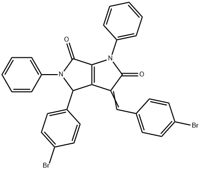 Pyrrolo(3,4-b)pyrrole-2,6(1H,3H)-dione, 4,5-dihydro-4-(4-bromophenyl)- 3-((4-bromophenyl)methylene)-1,5-diphenyl- 구조식 이미지