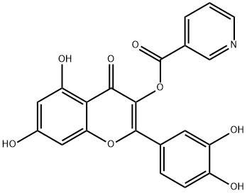2-(3,4-dihydroxyphenyl)-5,7-dihydroxy-4-oxo-4H-1-benzopyran-3-yl nicotinate Structure