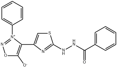 4-(2-(2-Benzoylhydrazino)-4-thiazolyl)-5-hydroxy-3-phenyl-1,2,3-oxadia zolium inner salt Structure