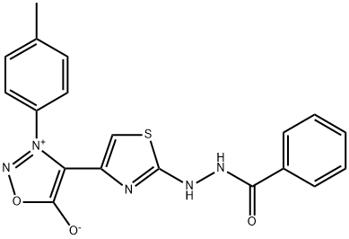 4-(2-(2-Benzoylhydrazino)-4-thiazolyl)-5-hydroxy-3-p-tolyl-1,2,3-oxadi azolium inner salt Structure