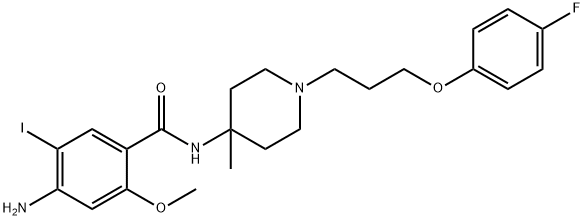 N-((3-p-fluorophenyl-1-propyl)-4-methyl-4-piperidinyl)-4-amino-5-iodo-2-methoxybenzamide 구조식 이미지