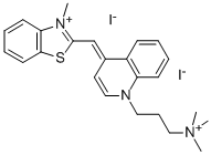 3-METHYL-2-([1-[3-(TRIMETHYLAMMONIO)PROPYL]-4(1H)-QUINOLINYLIDENE]METHYL)-1,3-BENZOTHIAZOL-3-IUM DIIODIDE Structure