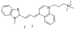 3-METHYL-2-((E)-3-[1-[3-(TRIMETHYLAMMONIO)PROPYL]-4(1H)-QUINOLINYLIDENE]-1-PROPENYL)-1,3-BENZOTHIAZOL-3-IUM DIIODIDE Structure