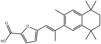 (E)-5-(2-(5,6,7,8-Tetrahydro-3,5,5,8,8-pentamethyl-2-naphthyl)propen-1 -yl)-2-furancarboxylic acid 구조식 이미지